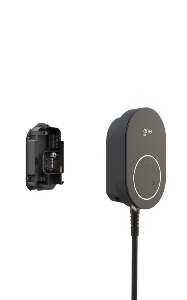 Sähköauton latausasema go-e Charger CORE 11/22kW, 4G/WiFi, Pörssisähkö, Aurinkosähkö, Kuormanhallinta, 6m Type2-kaapeli taustalevy