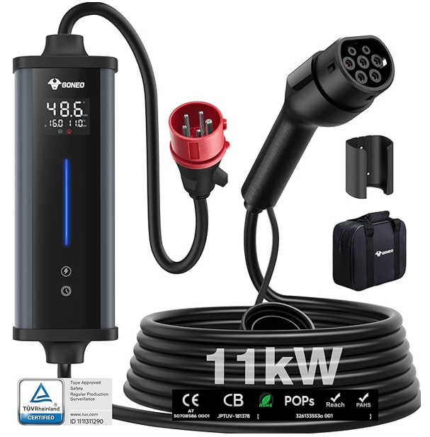 GONEO latausjohto 11kW Type2, voimavirta, safe-plug